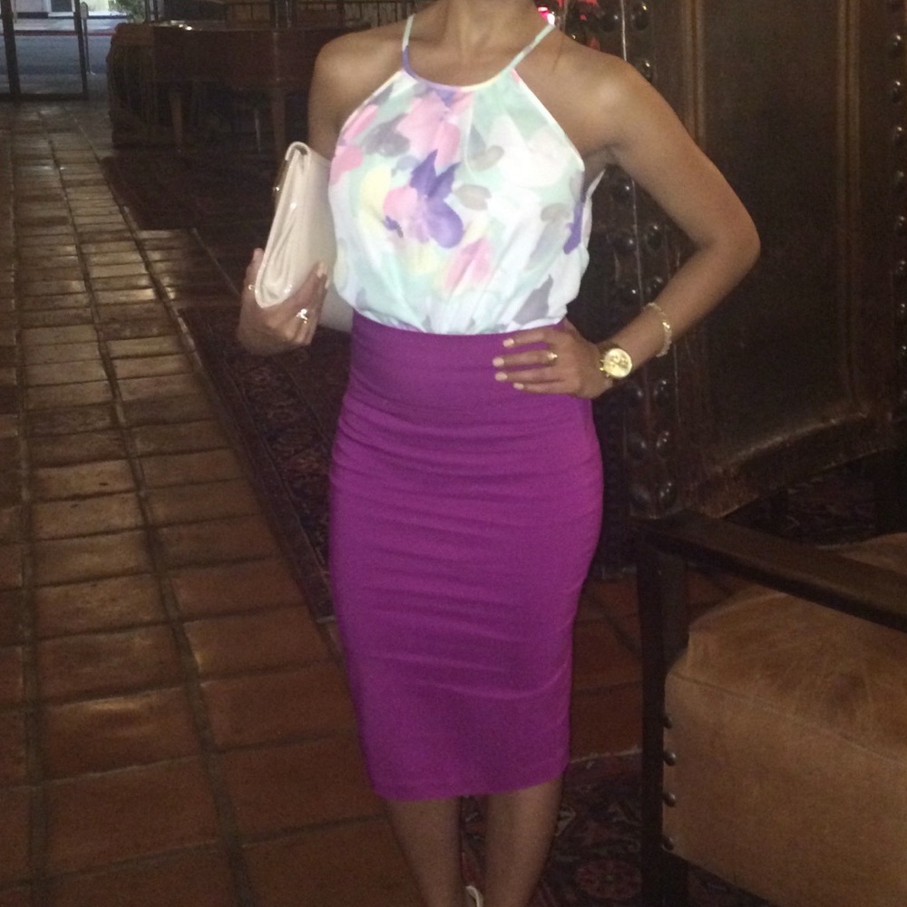 🔥Fuchsia/Pink High Waisted Pencil Skirt - Picture 2 of 7